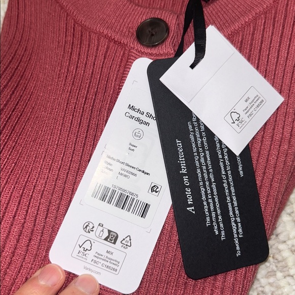 NWT Varley Micha Short Sleeve Cardigan in Mauvewood Size L - Picture 7 of 7